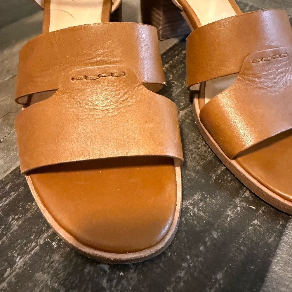 Madewell Brown Leather Ankle Strap Block Heel Sandals Size 8.5 - Picture 2 of 8